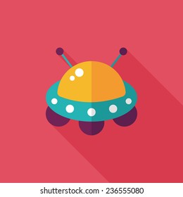 Space UFO flat icon with long shadow, eps10