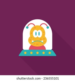 Space UFO flat icon with long shadow, eps10
