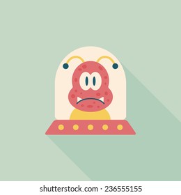 Space UFO flat icon with long shadow, eps10
