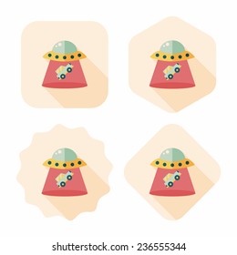 Space UFO flat icon with long shadow, eps10