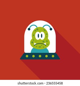 Space UFO flat icon with long shadow, eps10