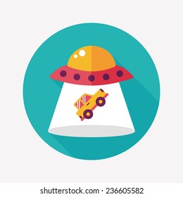 Space UFO flat icon with long shadow, eps10
