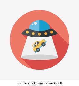 Space UFO flat icon with long shadow, eps10