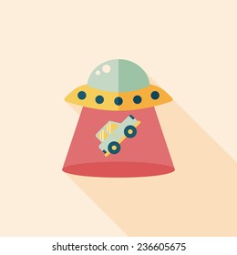 Space UFO flat icon with long shadow, eps10
