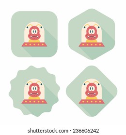 Space UFO flat icon with long shadow, eps10