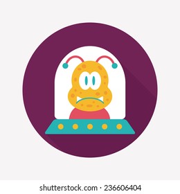 Space UFO flat icon with long shadow, eps10