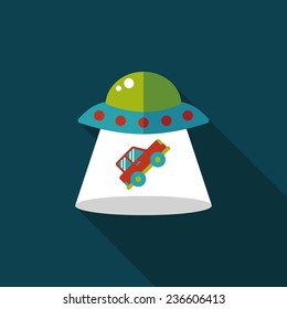 Space UFO flat icon with long shadow, eps10