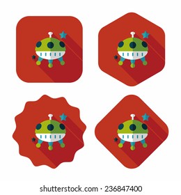 Space UFO flat icon with long shadow, eps10