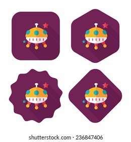 Space UFO flat icon with long shadow, eps10