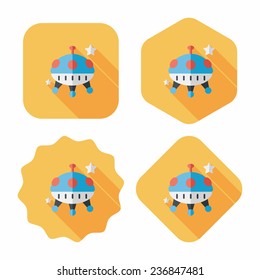 Space UFO flat icon with long shadow, eps10