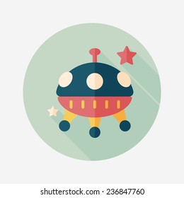 Space UFO flat icon with long shadow, eps10