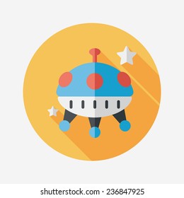 Space UFO flat icon with long shadow, eps10