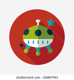 Space UFO flat icon with long shadow, eps10