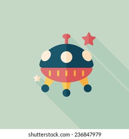 Space UFO flat icon with long shadow, eps10