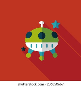 Space UFO flat icon with long shadow, eps10