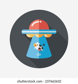 Space UFO flat icon with long shadow, eps10