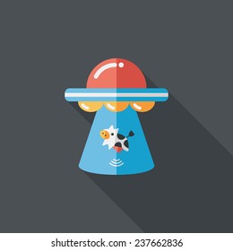 Space UFO flat icon with long shadow, eps10