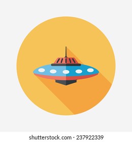 Space UFO flat icon with long shadow, eps10