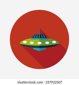 Space UFO flat icon with long shadow, eps10