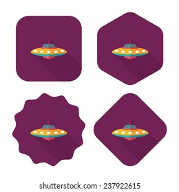 Space UFO flat icon with long shadow, eps10