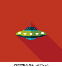 Space UFO flat icon with long shadow, eps10
