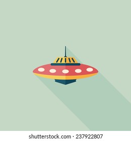 Space UFO flat icon with long shadow, eps10