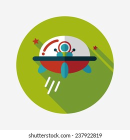Space UFO flat icon with long shadow, eps10