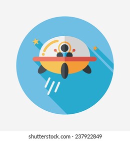 Space UFO flat icon with long shadow, eps10