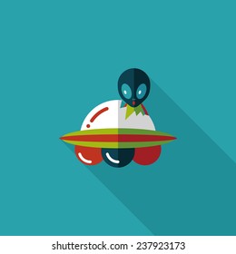 Space UFO flat icon with long shadow, eps10