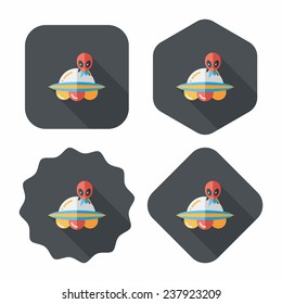Space UFO flat icon with long shadow, eps10