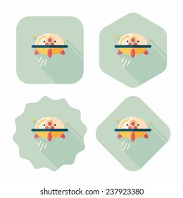 Space UFO flat icon with long shadow, eps10