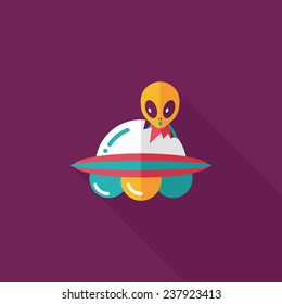 Space UFO flat icon with long shadow, eps10