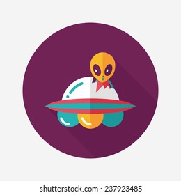 Space UFO flat icon with long shadow, eps10