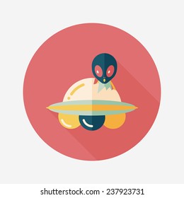Space UFO flat icon with long shadow, eps10