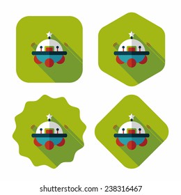 Space UFO flat icon with long shadow, eps10