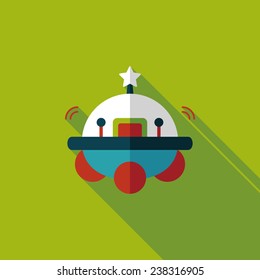 Space UFO flat icon with long shadow, eps10