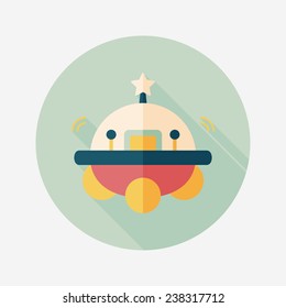 Space UFO flat icon with long shadow, eps10