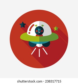Space UFO flat icon with long shadow, eps10