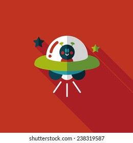 Space UFO flat icon with long shadow, eps10