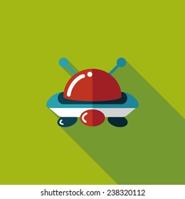 Space UFO flat icon with long shadow, eps10