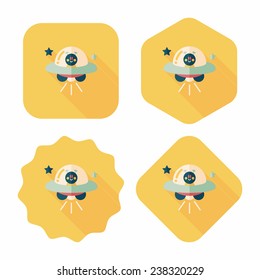 Space UFO flat icon with long shadow, eps10