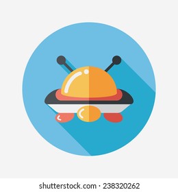 Space UFO flat icon with long shadow, eps10