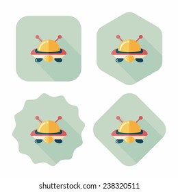 Space UFO flat icon with long shadow, eps10