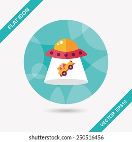 Space UFO flat icon with long shadow, eps10