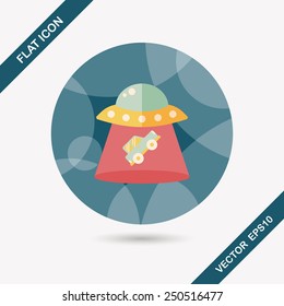 Space UFO flat icon with long shadow, eps10