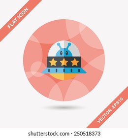 Space UFO flat icon with long shadow, eps10