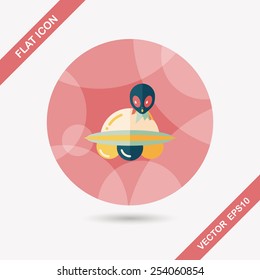 Space UFO flat icon with long shadow, eps10