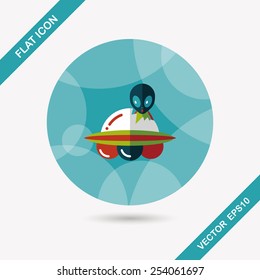 Space UFO flat icon with long shadow, eps10