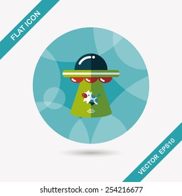 Space UFO flat icon with long shadow, eps10