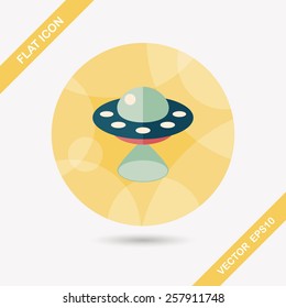 Space UFO flat icon with long shadow, eps10